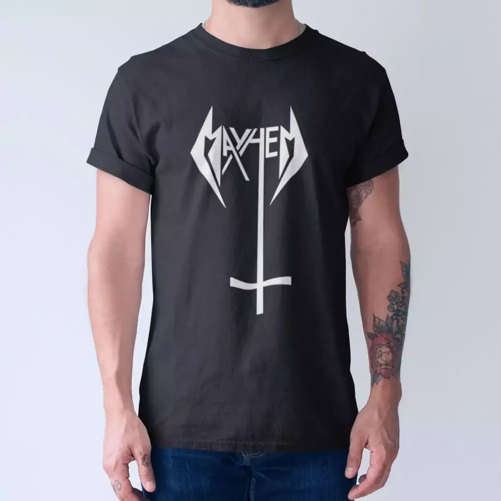 Mayhem Band T-Shirt, Mayhem Logo Tee Shirt, Thrash Metal, Speed Metal Merch