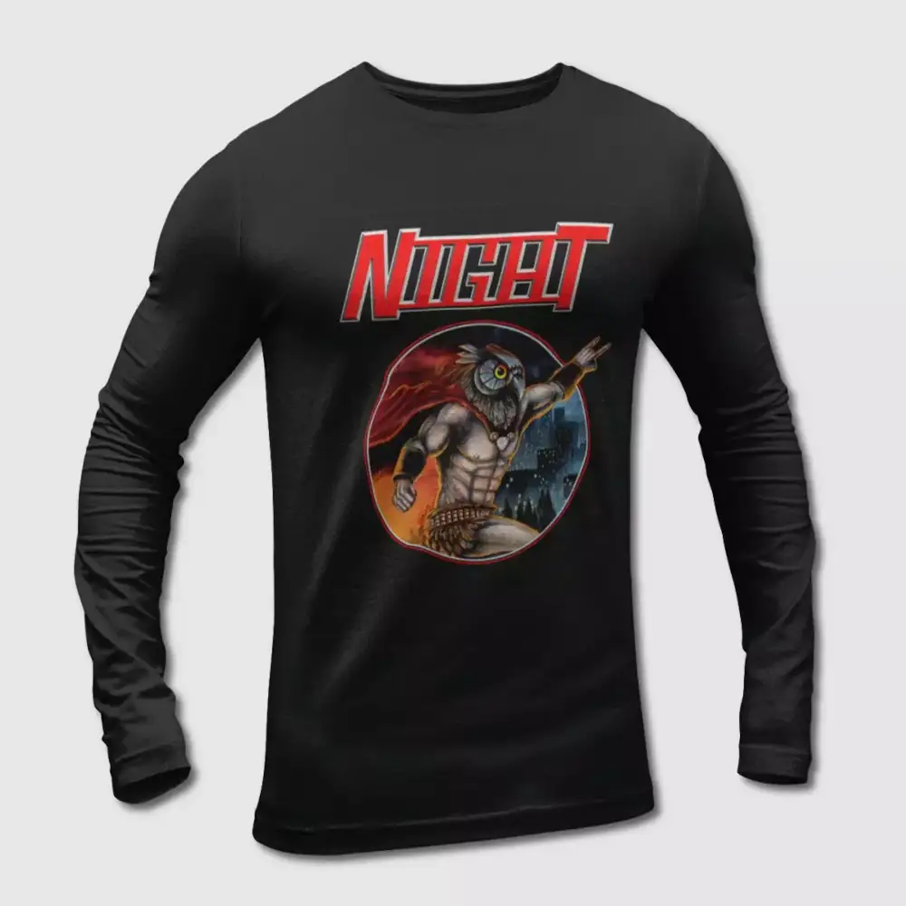 Night Band Long Sleeve T-Shirt, Night Logo Long Sleeve Tee-Shirt, Heavy Metal Merch