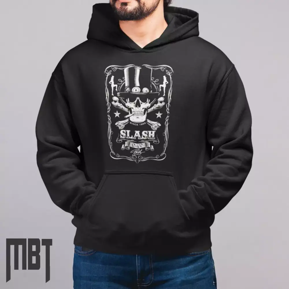 Saul Hudson Slash Hoodie, Slash Label Artwork Hooded Sweatshirt, Metal Merch - Image 4