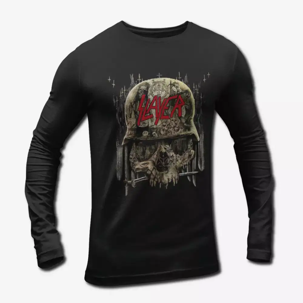 Slayer Skullhead Logo Long Sleeve T-Shirt, Thrash Metal Merch