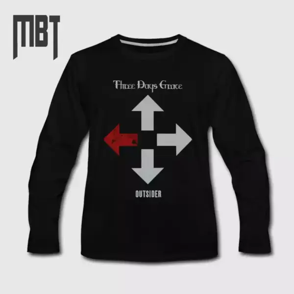 Three Days Grace Outsider Long Sleeve Shirt, Three Days Grace Long Sleeve Tee Shirt, Rock Merch, Metal Merch