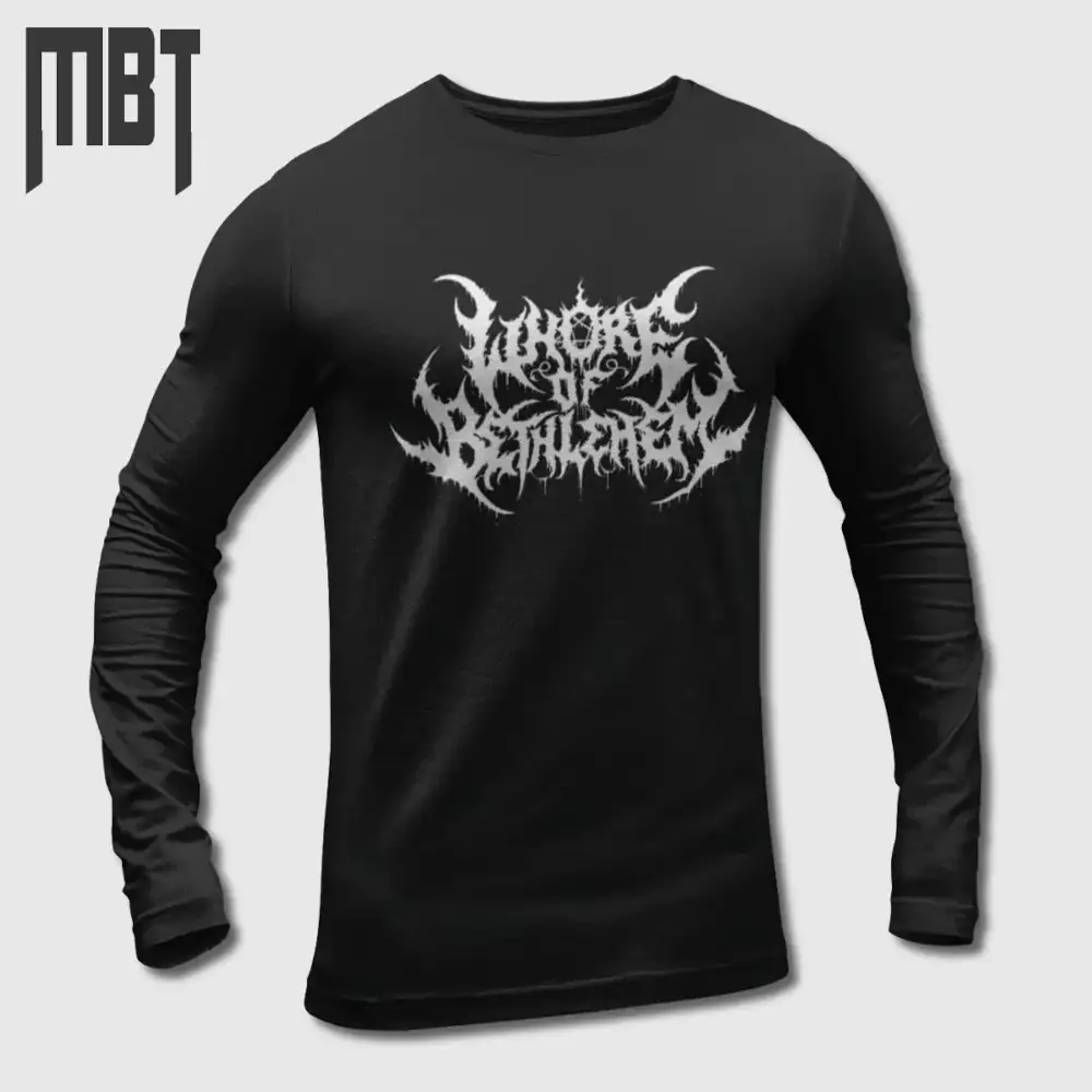 Whore of Bethlehem Band Long Sleeve T-Shirt, Whore of Bethlehem Logo Long Sleeve Tee-Shirt, Black Metal Merch