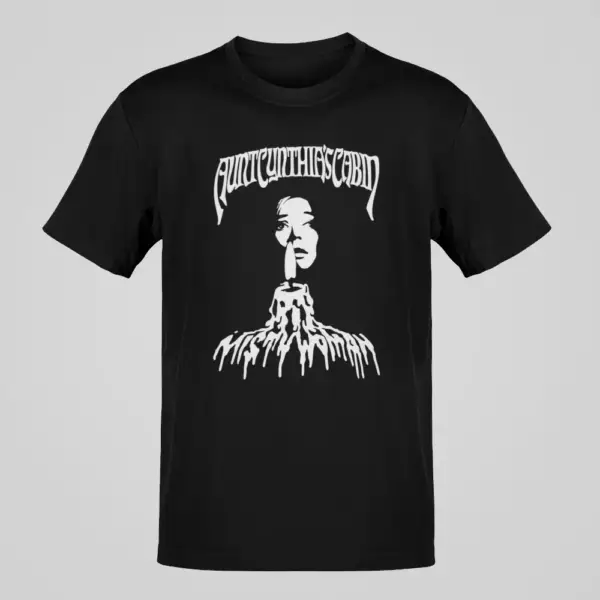 Aunt Cynthias Cabin T-Shirt, Aunt Cynthias Cabin Misty Woman Black Shirt